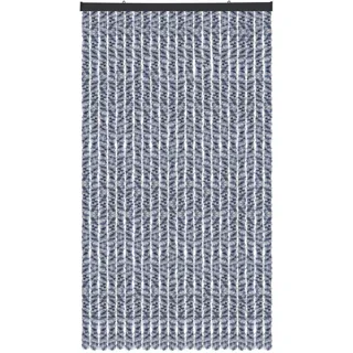 Arsvita Flauschvorhang Türvorhang (90x200 cm) in Meliert Blau-Weiß-Silber als Insektenschutz für Balkon, Terrasse oder Wohnmobil, Wohnwagen, Pavillon