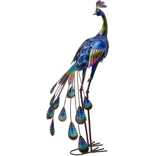 TERESA'S COLLECTIONS Gartendeko für Draußen, Pfau aus Metall 61cm