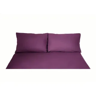 Einfarbige Bettwäschen-Sets für Einzel- und Doppelbetten, 100% Baumwolle Lila 240x220 cm - Lila