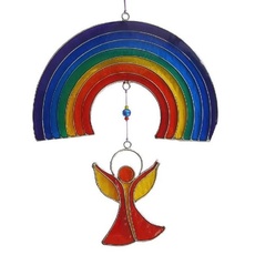 Bild Suncatcher Engel unter dem Regenbogen" Resin mehrfarbig 16x25cm