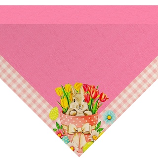 meioro Oster Tischdecke, niedliche Hase rechteckige Tischdecke 85x85cm, Bunte saisonale Frühling Küche Tischdekoration für Feiertagsparty, Abendessen (Rosa Kaninchen, 85x85)