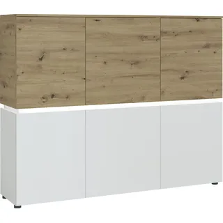 Highboard HOME AFFAIRE "Luci", eichefarben artisan, alpinweiß, B:165,5cm H:131,5cm T:40cm, Holzwerkstoff, Sideboards, Highboard, Breite 165,5 cm