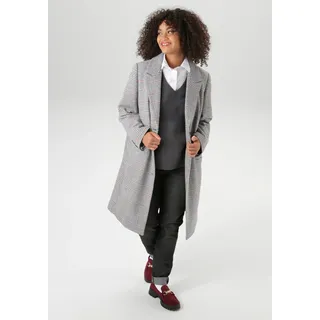 Kurzmantel ANISTON PLUS, Damen, Gr. 54, grau (grau, kariert), Web, Obermaterial: 100% Polyester. Futter: 100% Polyester, kariert, figurumspielend kniebedeckend, Mäntel Kurzmantel, in ausdrucksvollem Karo-Dessin