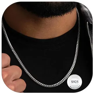 Suplight Panzerkette Herren 925 Silber 5mm Breit Cuban Link Chain echtes Silberkette Männer Jungs Halskette kubanische Gliederkette 36cm lang Hip Hop Kette