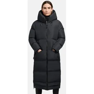 khujo Damen Wintermantel warmer Steppmantel lang mit hohen Gehschlitzen und Kapuze Aroma-YM Dark Navy Gr. XL - XL