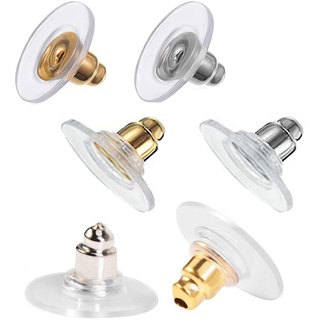 Sunbbingsp 200 Pcs Ohrring Stopper, Ohrstecker Verschlüsse, Klar Gummi Ohrring, ersatzstecker für ohrringe für Zubehör Ohrringe Set, zum Basteln(Gold, Silber)