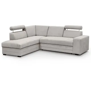 beautysofa Ecksofa im modernes Stil Roma Polsterecke mit Schlaffunktion Bettkasten verstellbaren Kopfstützen, Stoff: vardo 04 - beige, links - Beige