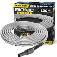 BIONIC STEEL 100 Fuß Gartenschlauch, 304 Edelstahl-Metallwasserschlauch 100 Fuß, flexibler Schlauch, knickfrei, ultraleicht und langlebig, bruchfest, einfach aufzuwickeln, 500 PSI