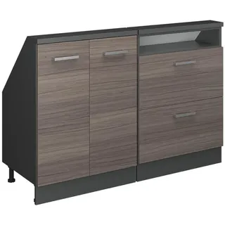 Vicco Küchenschrank FÜR Dachschrägen R-Line Edelgrau 120 cm 2er Set , Grau, Anthrazit , Holzwerkstoff , Rechteckig , 120x83.8x46 cm , Küchen, Küchenmöbel, Küchenschränke, Küchenunterschränke