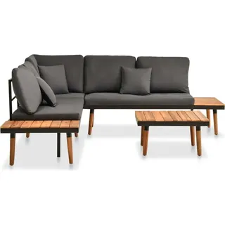 vidaXL 4-tlg. Garten-Lounge-Set mit Auflagen Massivholz Akazie - Grau