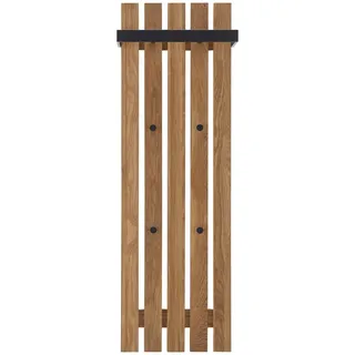 Garderobenpaneel , Naturfarben, Schwarz , Holz, Metall , Eiche , massiv , 40x120x22 cm , Aufhängemöglichkeit, Kleiderstange , Garderobe, Garderobenpaneele, Garderobenpaneele