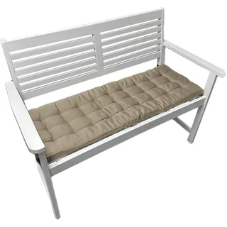Brandsseller Bankkissen 140x40x4 cm Sitzkissen Polster Bankauflage mit Haltebändern Sitzpolster für Indoor Outdoor gesteppt - Taupe/Beige