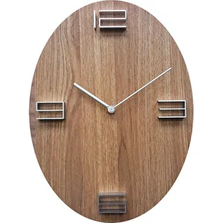 Nextime Wanduhr , Braun , Holz , 29.5x39.5x4 cm , RoHS, Ce , 3D-Zahlen , Dekoration, Uhren, Wanduhren