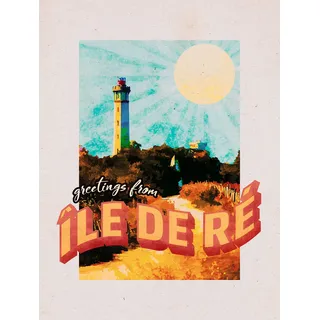 KOMAR Wandbild - Vintage Travel Île de Ré" - Größe: 30 x 40 cm - Poster, Kunstdruck, Dekoration, Wohnzimmer, Schlafzimmer