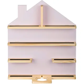 Ben'n'jen Regal für Toniebox und Figuren , Lila, Naturfarben , Holz , Kiefer,Kiefer , massiv , Häuschen , 5 Fächer , 50x60x15 cm , Fsc , Typenauswahl, Toniebox und tonies®-Figuren kompatibel , Wohnzimmer, Regale, Wandregale