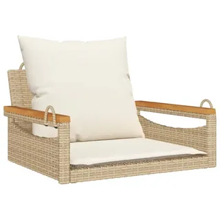 vidaXL Hängesessel mit Kissen Beige 63x62x40 cm Poly Rattan - Beige