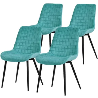 ML-Design Esszimmerstuhl 4Er Set Petrol Samt