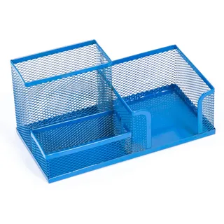 Leviatan Schreibtisch Organizer | Desk Organizer aus Metall | Stifthalter für Büro | Tischorganizer mit Zettelhalter Mesh | 205 x 103 x 98 mm Marineblau