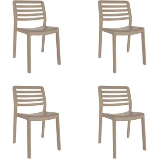 resol grupo GARBAR Wind Set 4 Stühle für den Innenbereich, Außenbereich | Garten, Terrasse, Balkon, Wohnzimmer, Küche, Esszimmer | Design, leicht, stapelbar | Sand