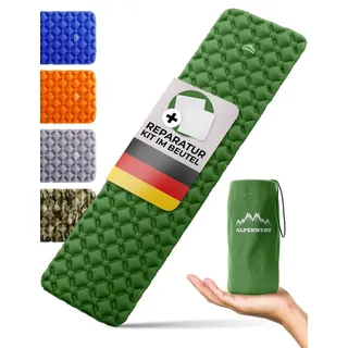 alpenwert ALPENWERT® Isomatte Outdoor [Kleines Packmaß & Ultraleicht] Luftmatratze perfekt für Camping, Wandern, Backpacking UVM. - Schlafmatte aufblasbar (Green)