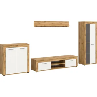 Home Affaire Wohnwand »Aosta, Breite 330cm, best. aus Highboard, Lowboard, Wandboard, Vitrine« 4 Stk. tlg., weiß