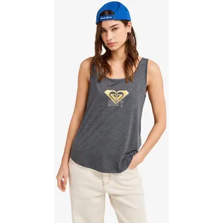 Tanktop ROXY "VL SURFCLASHORT SLEEVEIC TANK", Damen, Gr. L (40), anthrazit, Obermaterial: 65% Polyester, 35% Viskose, Tops Tanktop, Tanktop-Design, aus Polyester und Viskose