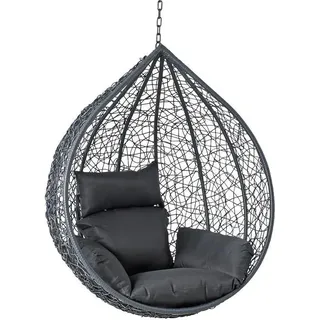 Hängesessel Polyrattan Hängekorb Rattan Hängestuhl Hängesitz Sessel Anthrazit - Grau