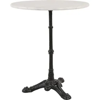Gartentisch Bistrotisch Marmor Marmortisch Gastrotisch weiß gusseisener Fuss Ø60x72cm - Weiß