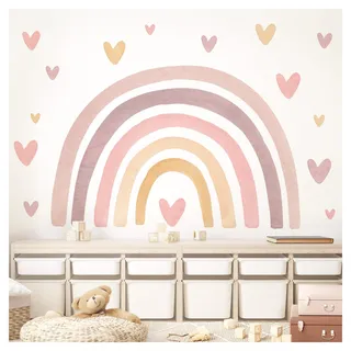 Little Deco Wandtattoo Regenbogen mit Herzen rosa gelb DL5091 M