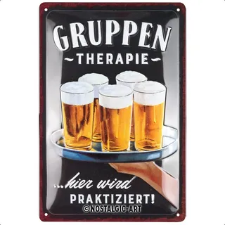 Nostalgic-Art Blechschild, 20 x 30 cm, Gruppentherapie – Bier – Geschenk-Idee für Bier-Fans, aus Metall, Vintage Design mit Spruch, Blechschilder Sprüche, Bier-Deko