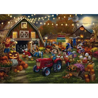 Schmidt Spiele 58048 Disney, Mickey & Minnie Pumpkin Festival, Thomas Kinkade, 1000 Teile Puzzle