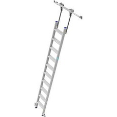 Stufen-Regalleiter, aluminium, fahrbar, 10 Stufen
