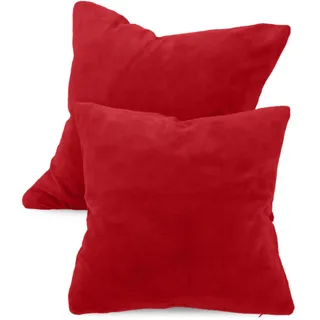 npluseins 2er Pack Coral-Kuschel-Fleece Kissenhüllen, 60 x 60 cm, Bordeaux | Öko-Tex Standard 100, verdeckter Reißverschluss, flauschig weich, pillingarm, waschbar bis 40 °C, schnelltrocknend
