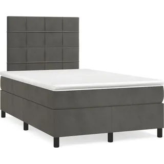 vidaXL Boxspringbett mit Matratze Dunkelgrau 120x190 cm Samt
