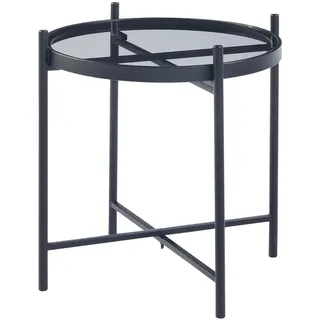 [en.casa] Beistelltisch Lier mit Glasplatte Schwarz