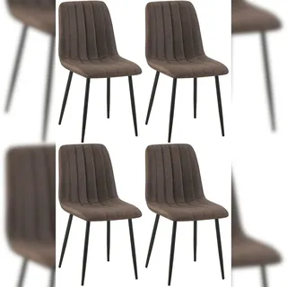 CLP Esszimmerstuhl 4er Set Polyester Braun