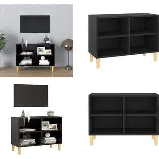 vidaXL TV Schrank mit Massivholz Beinen Schwarz 69,5x30x50 cm - TV-Schrank - TV-Schränke - Sideboard - Sideboards - Schwarz