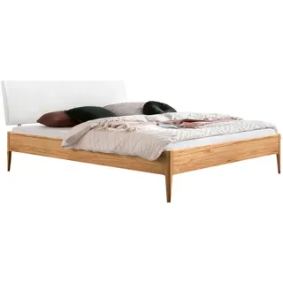 Hasena Bett , Weiß, Buchefarben , Holz , Buche , massiv , Höhe ca. 22 cm , 140x200 cm , gepolstertes Kopfteil, in verschiedenen Holzarten erhältlich, in verschiedenen Größen erhältlich , Holzmöbel, Holzbetten, Sonstige Holzbetten