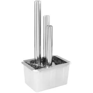 vidaXL Gartenbrunnen mit LED Beleuchtung Säulenbrunnen Springbrunnen Garten Deko Brunnen Zierbrunnen Wasserspiel Silbern 48x34x88cm Edelstahl