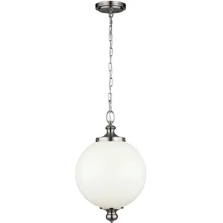 Elstead Lighting Hängeleuchte , Edelstahlfarben , Metall, Glas , 64.5 cm , Grüner Punkt, RoHS , Lampen & Leuchten, Leuchtenserien