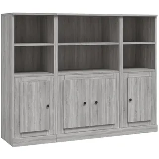 vidaXL Highboards 3 Stk. Grau Sonoma Holzwerkstoff