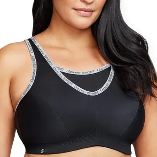 Große Größen Plusgröße Bustier Sport-BH mit bestem Halt ohne Bügel Nr. 1066, Schwarz, 75H