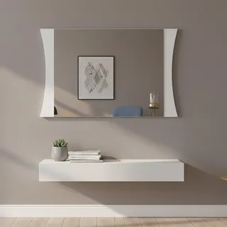 Dmora - Spiegel Diego, Badezimmerspiegel, 100 % Made in Italy, 110 x 2 x 60 cm, glänzend weiß