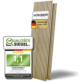 Kaiser plastic® Akustikpaneele | Farbe: Eiche | Wandpaneele in verschiedenen Formaten | Lamellenwand aus Holzfunier und Filz | moderne Wandverkleidung (240 x 60 cm - 2 Stk.)