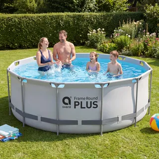 Avenli Frame Plus Pool 366x100cm, Aufstellpool rund, ohne Pumpe, grau - Grau