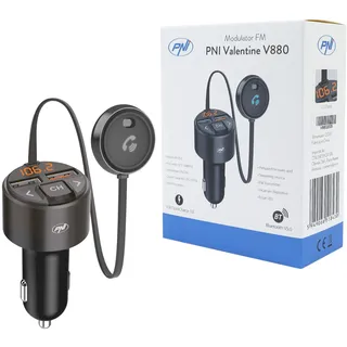 PNI PNI, Auto Innenraum Zubehör, Valentine V880 FM-Modulator mit Mikrofon, Bluetooth 5.0, MP3-Player, FM-Transmitter, Dual-USB-An