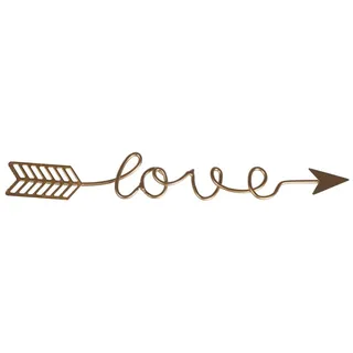 Rayher Hobby Rayher Schriftzug Love, Metall, gold, 24 x 3,2 cm x 0,2 cm, Wanddekoration Schriftzug Liebespfeil, 46199616