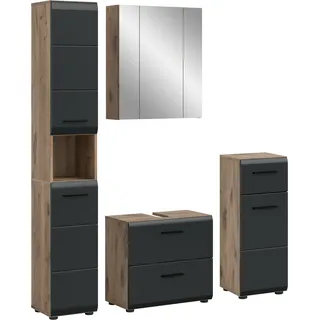 WELLTIME Badezimmer-Set Florenz 4-tlg. Nox Oak/Schwarz matt