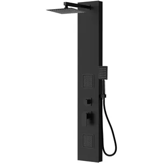 Badplaats Duschpaneel Hudson 120 x 20 cm – Duschset aus PVC mit Mischbatterie und Duschkopf - Schwarz