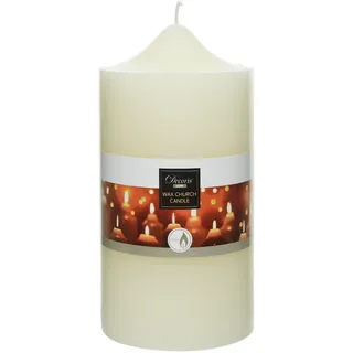 Kirchenkerze 10x20cm Paraffin - groß & duftneutral - ca. 155 Stunden lange Brenndauer - Wachskerze als Taufkerze Hochzeitskerze - Blockkerze für Hochzeit Taufe Weihnachten - Ivory Elfenbein